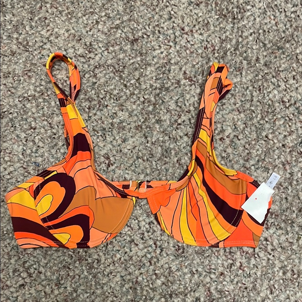 Out from under underwire Orange and Brown pattern Bikini Top